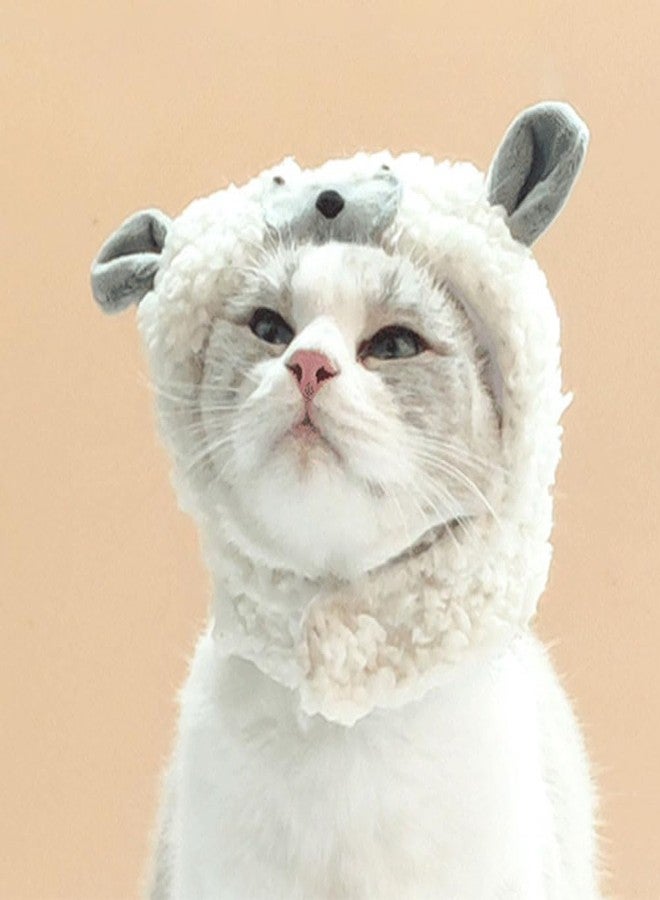 Amosfun Lamb Style Pet Hat Breathable Plush Sheep Headwear for Small Dogs and Cats Party Costume Photo Props - Image 2